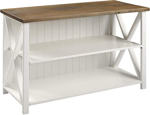 2 Tier Modern Farmhouse Wood Bookcase Bookshelf Storage Home Office