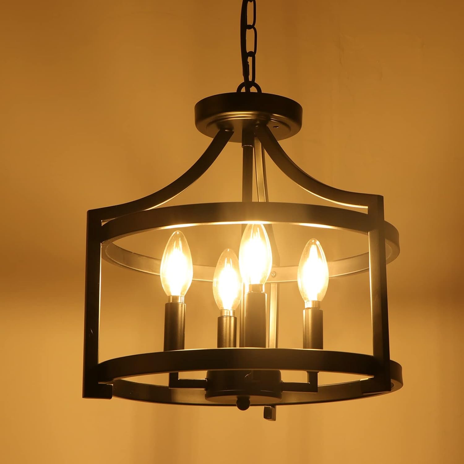 4-Light Farmhouse Chandelier, Modern Hanging Pendant Lighting,