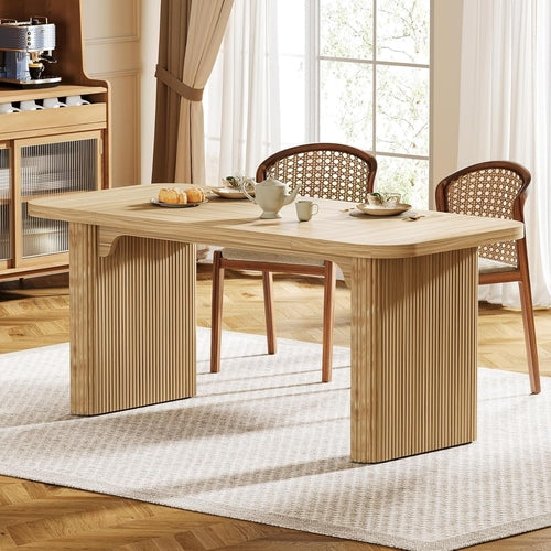Farmhouse Dining Table for 4-6 People, 62-Inch Modern Kitchen Table