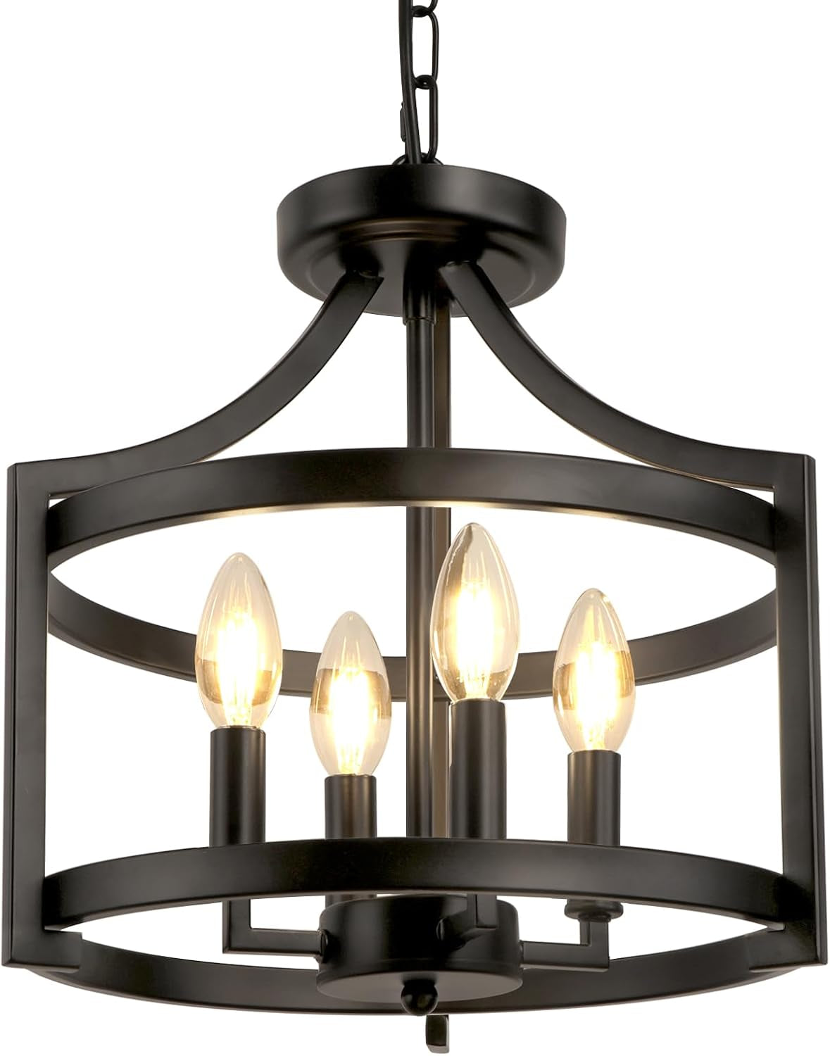 4-Light Farmhouse Chandelier, Modern Hanging Pendant Lighting,