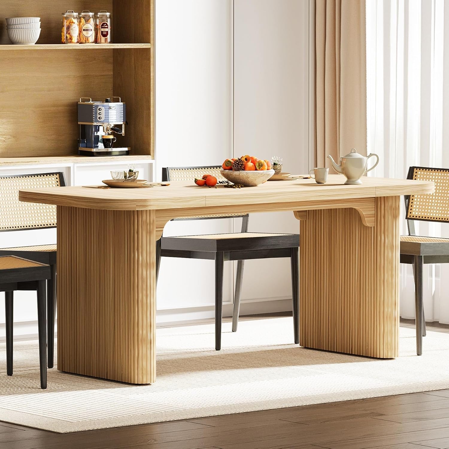 Farmhouse Dining Table for 4-6 People, 62-Inch Modern Kitchen Table